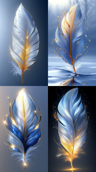 一只羽毛，居中构图，肌理发光质感强，鱼眼镜头，柔和光，细节丰富，自然色彩，宁静优雅，艺术感超强，特写镜头。