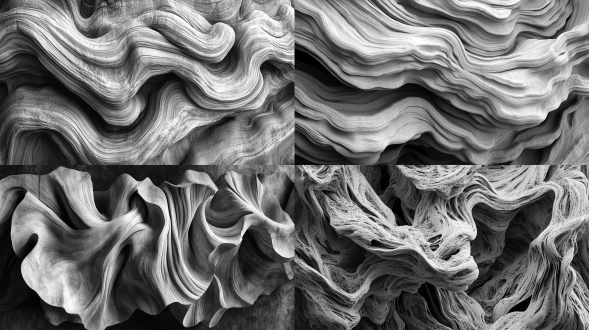 3d渲染灰调流动纹理，自然起伏交织，似岩石流体，细腻动态，细节丰富，高分辨率，艺术感与冲击力，顶光，高对比度。