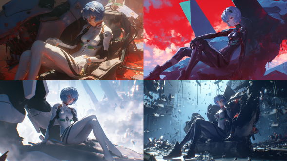 cinematic masterpiece of rei ayanami seated beside evangelion unit-01's mangled arm, hyper-detailed biomechanical textures contrasting her porcelain skin glowing with lcl refraction, dual lighting systems (cold blue nerv facility leds vs orange lava from entry plug leaks) casting rembrandt chiaroscuro on her face, 28mm wide-angle lens with 15° dutch tilt amplifying apocalyptic scale, evangelion's musculature throbbing with quantum entanglement patterns, rei's plugsuit damaged to reveal glowing adam embryo-shaped scar, volumetric lcl mist crystallizing mid-air into angelic runes, 16k unreal engine 5 rendering with subsurface scattering on synthetic skin and real-time plasma refraction, motion blur on falling armor fragments forming hebrew kabbalah glyphs, color grading fusing neon-blue seele monoliths with