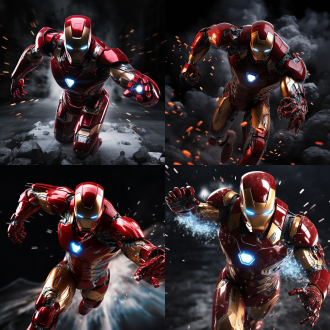 钢铁侠原地起飞，电影宣传片，3d写真，超清晰，8k，全身像，超细节，纯黑色背景，高质量