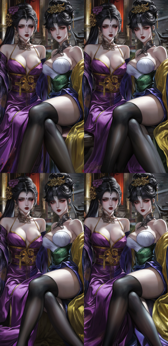 两位年轻绝世美女全身照，瓜子脸五官正皮肤白身材苗条，高马尾，黑丝袜白丝袜，全身构图，色彩饱和，8k画质，时尚元素，浪漫氛围，长焦镜头，柔和光。