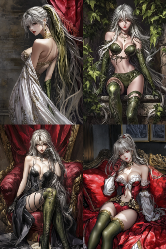 绝世美女全身照，瓜子脸五官端正皮肤白净身材苗条，高马尾绿发穿丝袜，全身构图，色彩饱和，8k画质，时尚元素，浪漫氛围，长焦镜头，柔和光，绚丽，史诗感