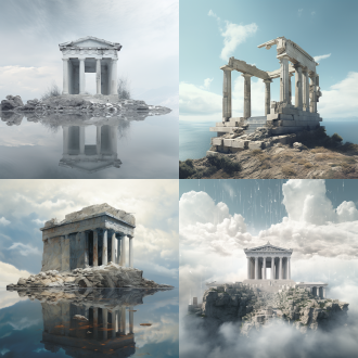 ephemeral architecture, future landscape, greek temple, ritual