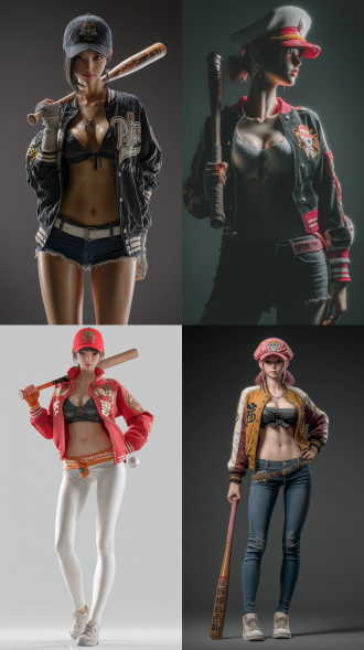 超写实，hdr，4k，海贼王女帝汉库克的照片，美丽的脸庞，身穿棒球服，完美身材，手拿棒球棍，站姿。照片写实