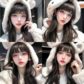 portrait of female korean idol, cold as ice! 🧊, ultrarealistic sweet bunny girl, coat, smartphone photo, she has black hair with bangs, half bear, ryan jia, trending on cgisociety, discord profile picture, 155 cm tall, earings, frostbite, incredibly cute, doll, on the cover of a magazine