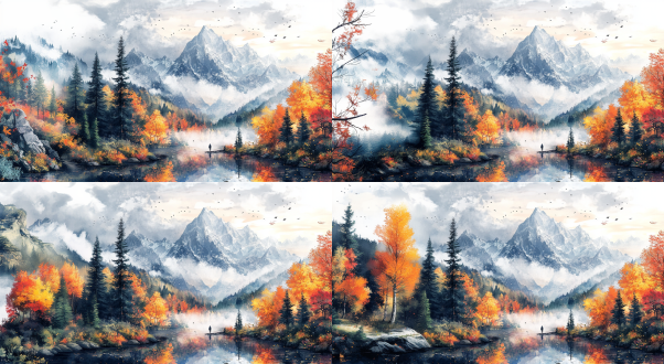 水彩画风格，美丽风景，创意图片，色彩丰富，8k超高清，最高质量