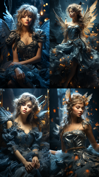 月仙在月光下，身着月华纱裙摆姿，和谐布局，适中景深，清冷淡雅色调，超现实风格，平视视角，优雅姿态，灵动神秘。