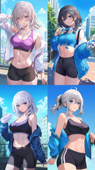 the woman, from honkai: star rail，手游.休闲运动装，城市街道背景