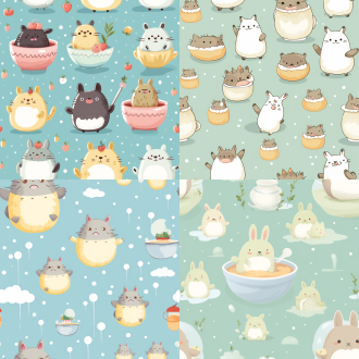 imagine plush totoro stuck in bubble tea cup, chubby legs kicking wildly, dynamic angle, fluffy texture, pastel colors