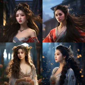 古代少女，五官精致，细节丰富，长发飘飘，肤白貌美，精致五官，英气逼人，美貌，国风。8k，最佳质量，超细节，高质量，电影光效