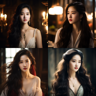 刘亦菲，长发飘逸，御姐风，精致妆容，时尚风格，优雅布局，柔和灯光，长焦镜头，浅景深，侧光，自信微笑，奢华装饰，暖色调，魅力四射。