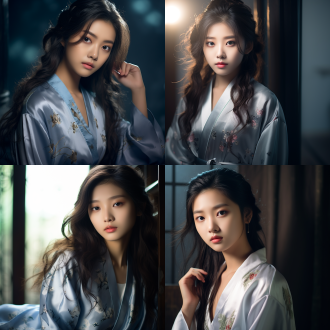 亚洲18岁少女模特，披肩长发，正面视角，丝绸睡衣，端庄优雅，柔和光影，清晰细节，大光圈镜头，自然光，静态，淡雅色调，优美，8k高清分辨率，头部特写，细腻肌肤，温和表情，专业摄影，高分辨率，细节丰富，光影柔和，色彩淡雅，气质优雅。