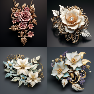 3d立体浮雕珠宝花