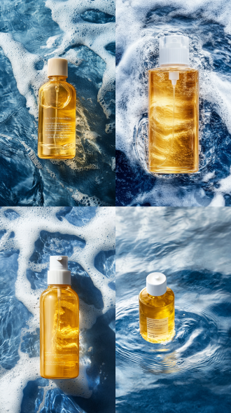 best quality,masterpiece,, ripples in the water, water, english text, top view, waves, orange bottle, still life, ocean, artist name, web address, watermark, from above<lora:hjydianshang