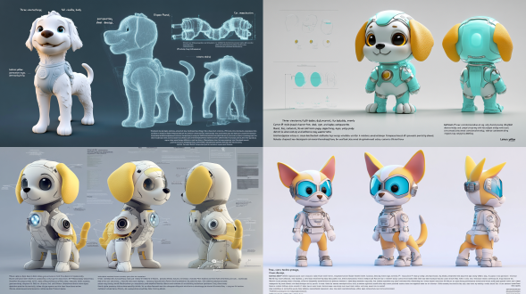 基础设定： "三视图技术蓝图，全身展示，正/侧/背三视角等距排列" "卡通ip吉祥物设计，迪士尼皮克斯风格角色表" 核心形象： "圆润q版幼犬，水汪汪卡通大眼睛(折射虹膜细节)" "柠檬黄短绒毛材质，腮红渐变处理，尾巴螺旋卷曲造型" 服装细节： "纯白太空服(科技压胶缝线+呼吸器背包)" "曲面面罩头盔(玻璃折射+金属锁扣+呼吸雾气效果)" "手套/靴子集成led指示灯(柔和蓝光)" 材质表现： "octane渲染器，sss次表面散射(皮肤质感)" "镀铬金属环+磨砂纤维布料+半透明硅胶管" "曲面玻璃面罩(环境雾折射+指纹痕迹细节)" 场景配置： "纯白无限空间，边缘渐变阴影过渡" "三点式环形柔光箱(主光4500k+辅光6000k)" "反射地平面(轻微模糊倒影)" 风格参数： "泡泡玛特潮玩质感，低多边形简化结构" "柔和粉彩调色板，薄荷绿+淡紫环境光" "超高清8k(8192x4608)，32位色深输出" 后期处理： "全局光照优化，ao环境遮蔽增强" "运动模糊景深(焦距对准面部)" "卡通边缘勾线(0.8px深灰描边)"使用细分曲面确保弧面光滑 绑定简易骨骼系统便于多视角调整 创建材质预设库(皮毛/玻璃/金属/布料) 设置渲染层分离通道(漫反射/高光/阴影) 基础设定： "三视图技术蓝图，全身展示，正/侧/背三视角等距排列" "卡通ip吉祥物设计，迪士尼皮克斯风格角色表" 核心形象： "圆润q版幼犬，水汪汪卡通大眼睛(折射虹膜细节)" "柠檬黄短绒毛材质，腮红渐变处理，尾巴螺旋卷曲造型" 服装细节： "纯白太空服(科技压胶缝线+呼吸器背包)" "曲面面罩头盔(玻璃折射+金属锁扣+呼吸雾气效果)" "手套/靴子集成led指示灯(柔和蓝光)" 材质表现： "octane渲染器，sss次表面散射(皮肤质感)" "镀铬金属环+磨砂纤维布料+半透明硅胶管" "曲面玻璃面罩(环境雾折射+指纹痕迹细节)" 场景配置： "纯白无限空间，边缘渐变阴影过渡" "三点式环形柔光箱(主光4500k+辅光6000k)" "反射地平面(轻微模糊倒影)" 风格参数： "泡泡玛特潮玩质感，低多边形简化结构" "柔和粉彩调色板，薄荷绿+淡紫环境光" "超高清8k(8192x4608)，32位色深输出" 后期处理： "全局光照优化，ao环境遮蔽增强" "运动模糊景深(焦距对准面部)" "卡通边缘勾线(0.8px深灰描边)" 建议在c4d中建模时注意： 使用细分曲面确保弧面光滑 绑定简易骨骼系统便于多视角调整 创建材质预设库(皮毛/玻璃/金属/布料) 设置渲染层分离通道(漫反射/高光/阴影) 玻璃