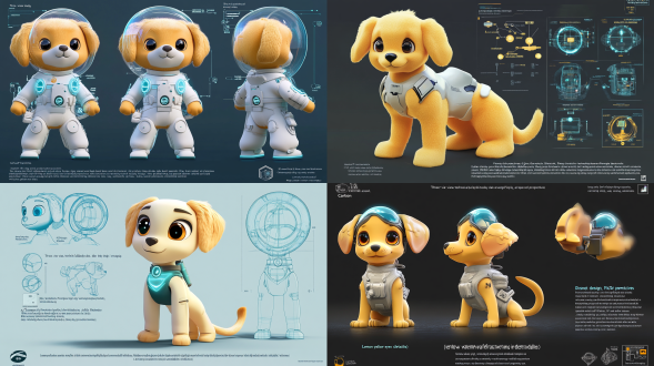 基础设定： 基础设定： "三视图技术蓝图，全身展示，正/侧/背三视角等距排列" "卡通ip吉祥物设计，迪士尼皮克斯风格角色表" 核心形象： "圆润q版幼犬，水汪汪卡通大眼睛(折射虹膜细节)" "柠檬黄短绒毛材质，腮红渐变处理，尾巴螺旋卷曲造型" 服装细节： "纯白太空服(科技压胶缝线+呼吸器背包)" "曲面面罩头盔(玻璃折射+金属锁扣+呼吸雾气效果)" "手套/靴子集成led指示灯(柔和蓝光)" 材质表现： "octane渲染器，sss次表面散射(皮肤质感)" "镀铬金属环+磨砂纤维布料+半透明硅胶管" "曲面玻璃面罩(环境雾折射+指纹痕迹细节)" 场景配置： "纯白无限空间，边缘渐变阴影过渡" "三点式环形柔光箱(主光4500k+辅光6000k)" "反射地平面(轻微模糊倒影)" 风格参数： "泡泡玛特潮玩质感，低多边形简化结构" "柔和粉彩调色板，薄荷绿+淡紫环境光" "超高清8k(8192x4608)，32位色深输出" 后期处理： "全局光照优化，ao环境遮蔽增强" "运动模糊景深(焦距对准面部)" "卡通边缘勾线(0.8px深灰描边)" 建议在c4d中建模时注意： 使用细分曲面确保弧面光滑 绑定简易骨骼系统便于多视角调整 创建材质预设库(皮毛/玻璃/金属/布料) 设置渲染层分离通道(漫反射/高光/阴影) "三视图技术蓝图，全身展示，正/侧/背三视角等距排列" "卡通ip吉祥物设计，迪士尼皮克斯风格角色表" 核心形象： "圆润q版幼犬，水汪汪卡通大眼睛(折射虹膜细节)" "柠檬黄短绒毛材质，腮红渐变处理，尾巴螺旋卷曲造型" 服装细节： "纯白太空服(科技压胶缝线+呼吸器背包)" "曲面面罩头盔(玻璃折射+金属锁扣+呼吸雾气效果)" "手套/靴子集成led指示灯(柔和蓝光)" 材质表现： "octane渲染器，sss次表面散射(皮肤质感)" "镀铬金属环+磨砂纤维布料+半透明硅胶管" "曲面玻璃面罩(环境雾折射+指纹痕迹细节)" 场景配置： "纯白无限空间，边缘渐变阴影过渡" "三点式环形柔光箱(主光4500k+辅光6000k)" "反射地平面(轻微模糊倒影)" 风格参数： "泡泡玛特潮玩质感，低多边形简化结构" "柔和粉彩调色板，薄荷绿+淡紫环境光" "超高清8k(8192x4608)，32位色深输出" 后期处理： "全局光照优化，ao环境遮蔽增强" "运动模糊景深(焦距对准面部)" "卡通边缘勾线(0.8px深灰描边)" 建议在c4d中建模时注意： 使用细分曲面确保弧面光滑 绑定简易骨骼系统便于多视角调整 创建材质预设库(皮毛/玻璃/金属/布料) 设置渲染层分离通道(漫反射/高光/阴影) 玻璃