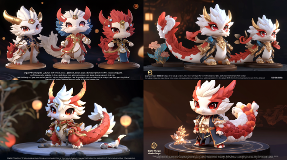 1. core concept "digital ip of intangible cultural heritage of colored glaze, q-version zodiac dragon, cute q-version, three-view technology blueprint, new chinese cyberpunk style, application of color spectrum of the forbidden city (red glaze/colored glaze blue/amber gold), crystal clear and exquisite tower shape structure" 2. shape characteristics "- anthropomorphic design of crystal dragon column, dragon horns adopt the pattern of forbidden city caisson translucent gradient scale armor (dark amber on the spine → moon white on the abdomen) improvement of tang-style round-neck robe hanfu (light tracing cloud pattern dark embroidery + crystal button) flowing light effect dragon whisker (programmable led particle path)" 3. material parameters "- multi-layer glass nesting process (main body: barium crystal glass with a refractive index of 1.62) scales: uv laser coating (anisotropy 0.85/roughness 0.12) clothing: ice crack glaze treatment (concave and convex intensity 38% + normal details) special effects: suspended gold foil particles in the body (motion blur 0.3s)" 4. three-view configuration "- blue and white porcelain pattern engineering drawing shading, isometric three-view golden ratio layout front: display cloud shoulder dragon head pattern + dynamic light effect claws side: highlight s-shaped dragon spine curve + light tracing auspicious cloud ornaments back: focus on the big dipper scale array + hanfu hem robe layer" 5. rendering settings "- circular forbidden city palace lantern lighting (main light 3200k warm light + auxiliary light 6500k cold light) octane two-way ray tracing (refraction depth 12 + diffuse bounce 8) 8k film-level output (8192×4608 srgb color gamut) depth of field control (f/1.2 focusing on the dragon eye glass ball)" 6. style enhancement "- low polygon crystal cluster structure (24-face decomposition at the joint) ink smudge edge light (0.7px navy blue outline) digital dunhuang color card application (cmyk#c76b29, #3a5f7b) add virtual booth (jun kiln crack glaze reflection)" c4d production points use sds subdivision surface to shape fluid scales lattice deformer to create dynamic light effect dragon whiskers bind three-view synchronization controller (follower tag) create multi-layer nested material group (glass/metal/glaze) 玻璃