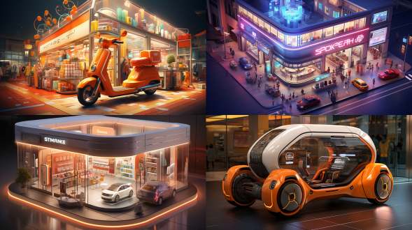 shang youth, yade electric vehicle, wanda plaza, handheld internet shopping bag, rule of thirds composition, urban environment, medium telephoto lens, overhead lighting, dynamic, color, youthful vitality, isometric perspective, light tracing reflection, color palette, isometric perspective, light tracing reflection, color palette, city icon, isometric perspective, light tracing reflection, color palette, vogue fashion.