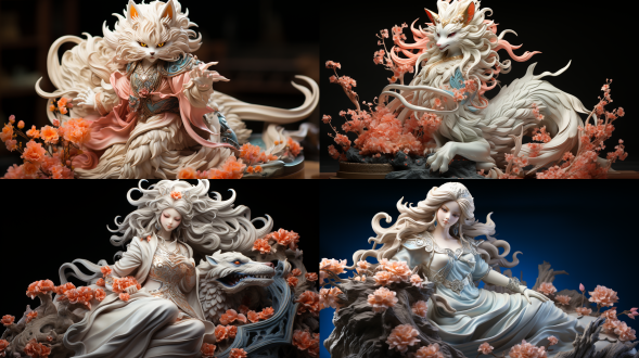 九尾狐，苏妲己，上古神话，封神榜，（九尾狐化美人），绝世身材，（剑舞），（飘逸长发），妖娆人体，美丽，九尾，魅惑笑容，白发，魅惑舞蹈，杰作，最佳品质，杰作，最佳品质，神话怪物，组合，细节丰富，线条流畅，波普美学，惊艳构图，黑色主题，九条不同的尾巴 山海经 动画艺术