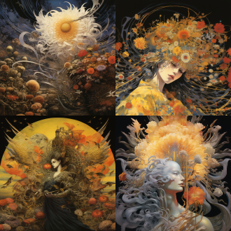 the empress’ swirling gardens, optimus sun orientation, detailed cover artwork, english text, chrysanthemum, mercury, by david diao, opus francigenum, season 3 ( 1 9 9 7 ), lossless quality, queen's collector