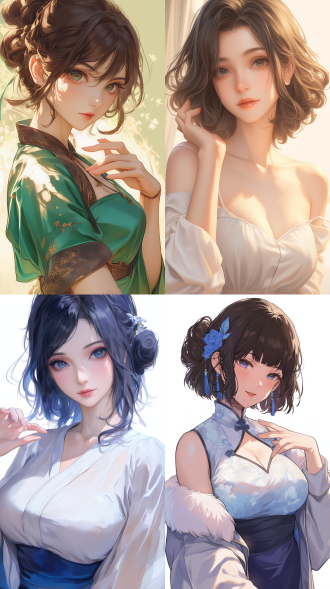 a picture presented in the style of (is it wrong to try to pick up girls in a dungeon?). upper body protrusion, beautiful oriental woman, ((healthy and perfect fingers)). inspired by fenghua zhong. curly and short top hair,