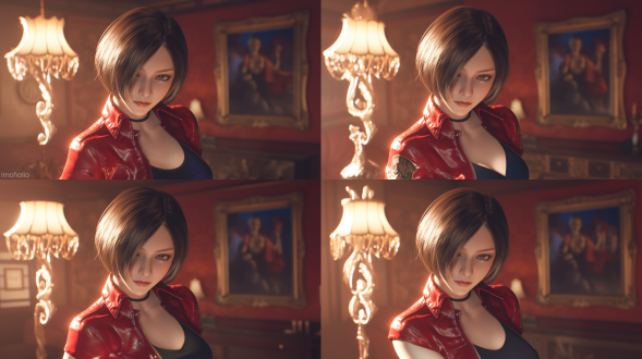 漂亮女子似生化危机4重置版艾达王，红夹克黑套裙，皮肤无瑕，特写，游戏cg风，虚幻5渲染，暖光，优雅，动漫风。