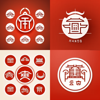 logo design, circle around the word "xiang", the top of hunan is integrated with the top of ancient buildings, seal style, minimal line logo, logo design, icon set design, https://image.bzu.cn/web_img/tmp/6c2081011035971.png_q520,