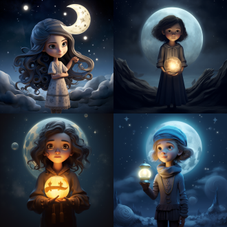 抱月亮的女孩 3的卡通形象