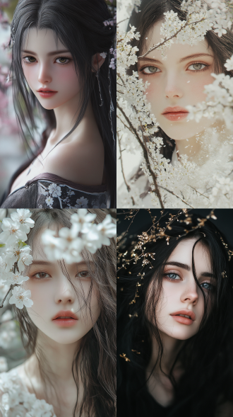 清秀而空灵的脸庞，肌肤白皙如雪，弯弯的眉毛如同淡淡的水墨画，轻柔地镶嵌在额头之上。小巧的鼻子下，是一张线条优美的嘴唇，嘴唇的颜色如同淡淡的樱花，一头如黑色绸缎般的长发，柔顺地垂落在身后，发丝间偶尔闪烁着银色的灵魂符文微光。 身高约 164 厘米，身材修长而纤细，体态轻盈优雅。她的肢体线条柔美她的肩膀窄而圆润，手臂白皙纤细，手指修长灵活