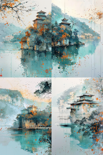 使用日本浮世绘风格。 使用柔和的色调。 主题为自然，幽静的城堡，斑驳的光影，湖面。 墨线纹理，构图平衡。 氛围宁静。 高细节。 高宽比为16:9。 迭代次数为200。 高度为1920像素。 宽度为1080像素。 输出文件名为output_image.jpg。