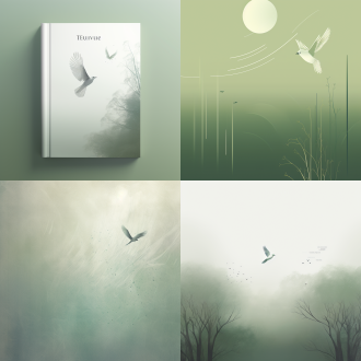 鸟类与生态主题书籍封面，居中构图，简约现代风，白与灰绿主调，简洁图形，质感细节，柔光，大气时尚。