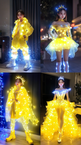 dressed in bright,luminous clothing