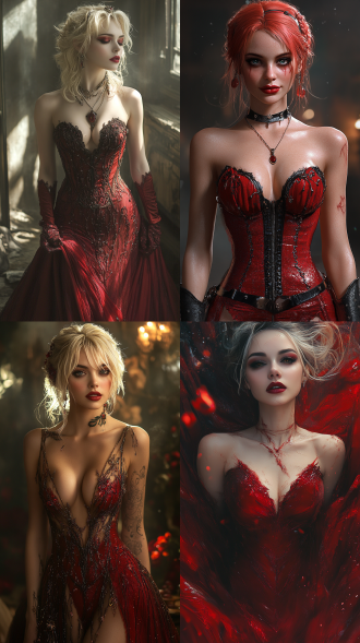 ugly harley queen，full body，solo，红色晚礼服