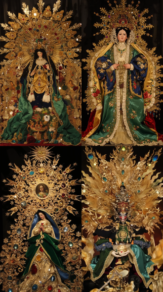 复杂工笔画，神圣，对称构图，华丽，水晶和珠宝。