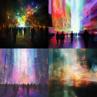 天体现象重构 celestial anomaly descent（天体异相坠落） stratified aurora resonance（分层极光共振） atmospheric luminescence gradient（大气辉光渐层） 城市交互转化 architectural frequency dispersion（建筑频率弥散） urban ephemera crystallization（都市瞬时态晶化） neon quantum deconstruction（霓虹量子解构） 群体动态重塑 dynamic crowd clustering（动态人群聚合） biofeedback posture analysis（生物反馈姿态分析） digital gaze tracking（数字凝视轨迹） 光影科学升级 quantum chromodynamics lighting（量子色动力学光照） non-linear refraction waves（非线性折射波纹） photon density mapping（光子密度映射） 灾难美学转译 neo-cosmic expressionism（新宇宙表现主义） temporal anomaly textures（时空异变材质） magnetic field distortion fx（磁场扭曲特效） 电影化参数 cinerama 2.39:1 aspect ratio（宽银幕比例） titanium color science（钛合金色彩科学） nanosecond motion capture（纳秒级动态捕捉） 平台优化提示 vibrant sci-fi concept art（活力科幻概念图） hyperdetailed cinematic rendering（超精细电影渲染） astralpunk aesthetic（星骸朋克美学） 电影技术参数： anamorphic lens flare distortion（变形宽银幕眩光）/ dolby vision color science（杜比视界色彩科学）/ 48fps motion blur control（高帧率动态模糊） 灾难细节： sonic boom crystallization（音爆空气结晶现象）/ urban dust particle resonance（城市尘埃共振效应）/ thermal radiation peeling textures（热辐射剥落材质） 风格化处理： neo-noir disaster aesthetic（新黑色灾难美学）/ emergency broadcast color grading（应急广播色调）/ handheld camera panic tremor（手持摄影恐慌抖动）