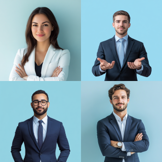 医药销售专员推销药品，居中构图，青绿色背景，富士50mm镜头，商务正装，自信表情，侧逆光，写实风格，专业氛围。