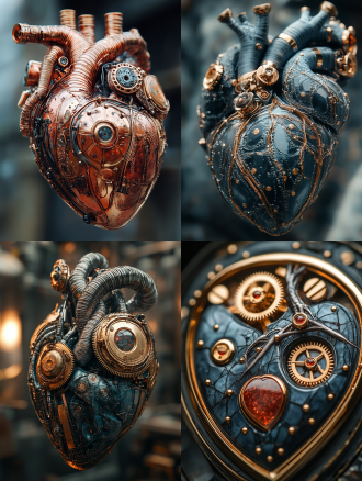 机械心脏特写镜头 青铜齿轮与碳纳米管混合动力系统 0.001mm精度的咬合结构