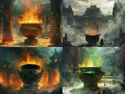 在远古的混沌中，出现一口远古中国的大鼎，踏着时间而来。