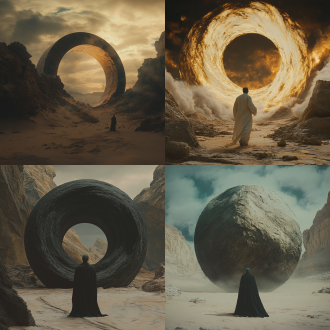 by mike winkelmann, film still from movie dune-2021, hermaeus mora, the stone is round, connectedness, by kamāl ud-dīn behzād, spiral heavens, gustave doré style, ( ( ( in a dark, panoramic anamorphic, trending on artstaion, saturn