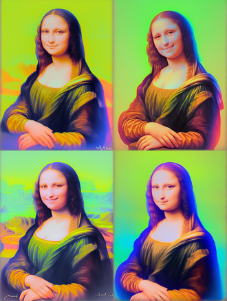 蒙娜丽莎微笑，中心构图，文艺复兴风格，室内，棕褐色调，长焦镜头，柔光，端庄坐姿，神秘，优雅。