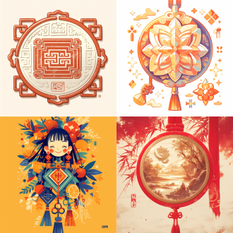 徽章设计，红色系带少许橙黄，含粤西标志性红元素，中国红，国风扁平风，对称构图，高饱和度，强视觉冲击。 红 艳橙 柠檬黄 标志设计