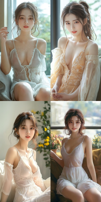 美丽的东方女孩，侧面蹲坐在沙发上，长裙，长腿，手势，健康的手指，细节清晰，武侠服装cg风格，服装，微笑的表情里洋溢着自信，卷曲的短发，水滴，精致的面部和皮肤，具有出色的物理效果和丰富的细节，冷色调，富有诗意，8k画质，大师级摄影作品，