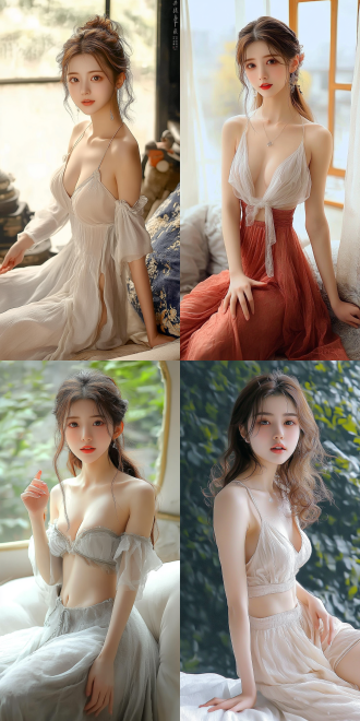 美丽的东方女孩，侧面蹲坐在沙发上，长裙，长腿，手势，健康的手指，细节清晰，武侠服装cg风格，服装，微笑的表情里洋溢着自信，卷曲的短发，水滴，精致的面部和皮肤，具有出色的物理效果和丰富的细节，冷色调，富有诗意，8k画质，大师级摄影作品，