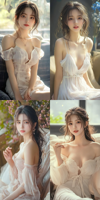 美丽的东方女孩，侧面蹲坐在沙发上，长裙，长腿，手势，健康的手指，细节清晰，武侠服装cg风格，服装，微笑的表情里洋溢着自信，卷曲的短发，水滴，精致的面部和皮肤，具有出色的物理效果和丰富的细节，冷色调，富有诗意，8k画质，大师级摄影作品，