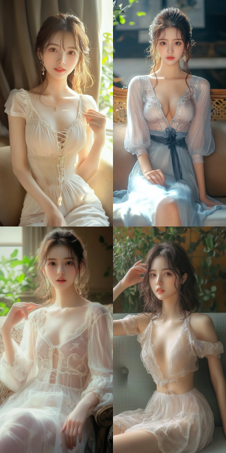 美丽的东方女孩，侧面蹲坐在沙发上，长裙，长腿，手势，健康的手指，细节清晰，武侠服装cg风格，服装，微笑的表情里洋溢着自信，卷曲的短发，水滴，精致的面部和皮肤，具有出色的物理效果和丰富的细节，冷色调，富有诗意，8k画质，大师级摄影作品，