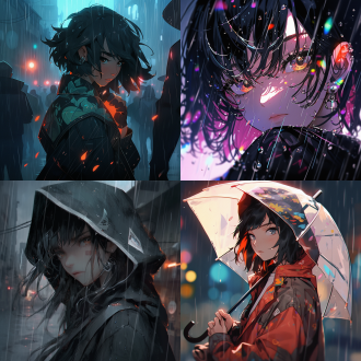 雨中的破碎少女