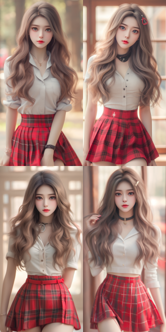 高中生女孩穿jk校服百褶裙黑皮鞋，长发长腿，校园背景全身照，3d卡通，细节面部丰富，超高画质8k，暖光，正面视角。