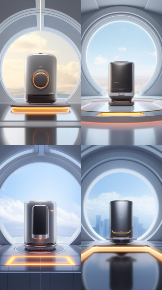 未来主义风格， 一个圆形设计的门框， 抽象的简约风格， oc效果图，场景效果图，室内效果图，来自behance，uhd 8k