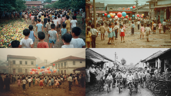 1995年中国广东粤西小县城儿童节的场景