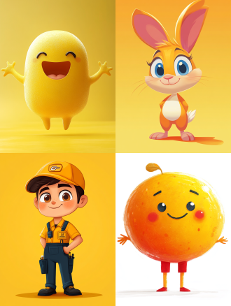 卡通品牌吉祥物，友好可爱，配标识与代表元素，明亮色彩简单线条，扁平风，多媒介适用，正面视角，暖光。 摄影纪实